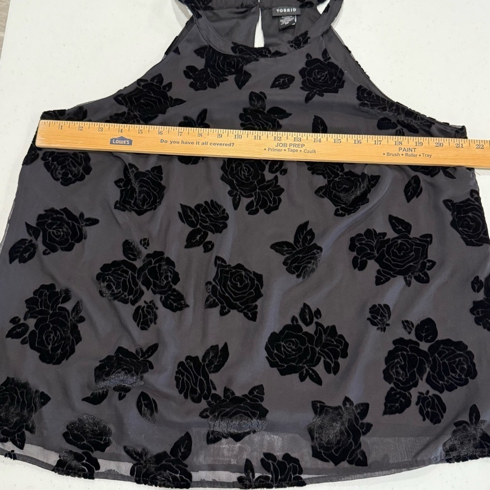 Torrid Velvet Burn Out Tank Black Floral Whimsigoth Romantic Women’s Sz 10 (00) - Picture 6 of 12